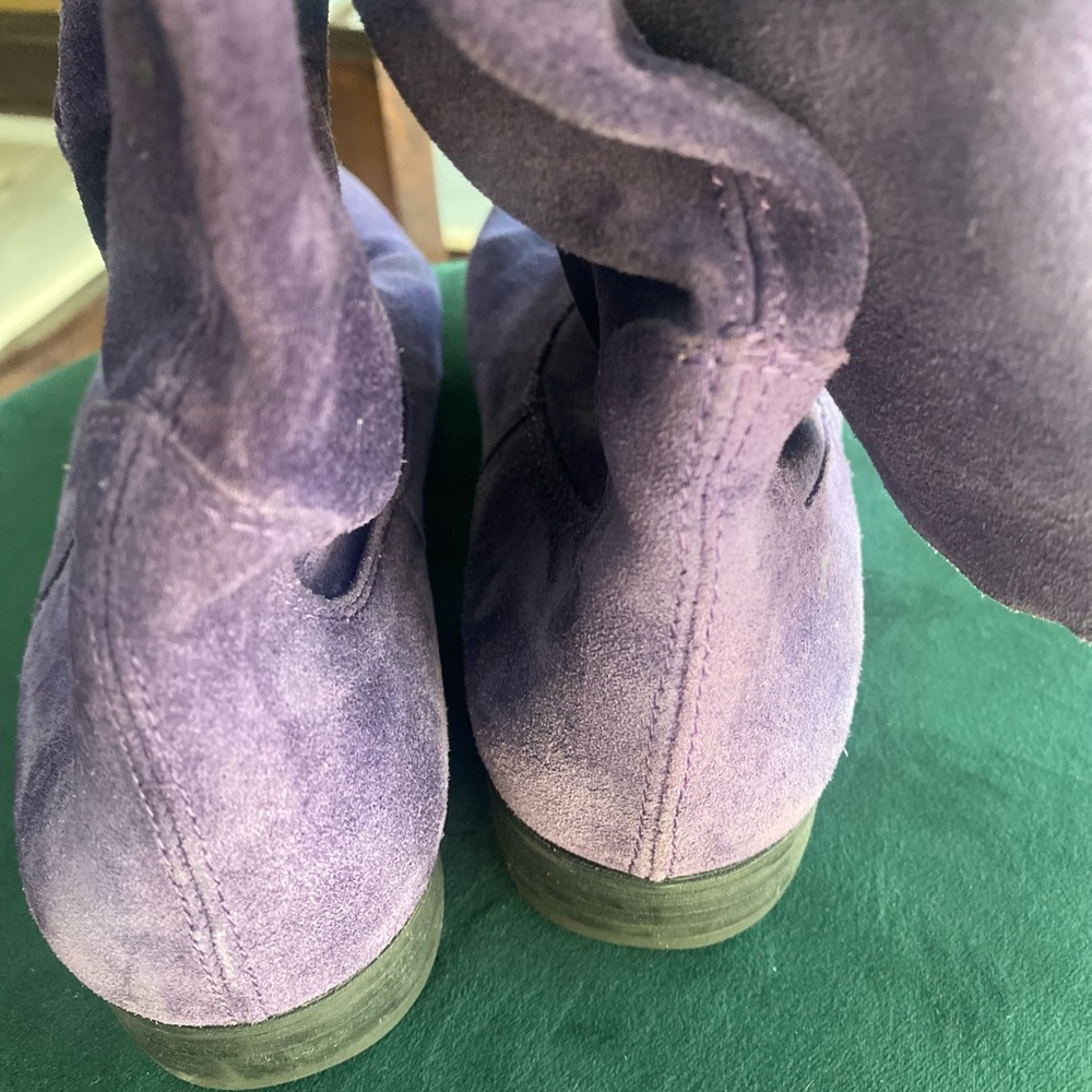 Vintage, Purple Genuine Suede Leather Slouchy Boots Size 9 - Picture 5 of 16